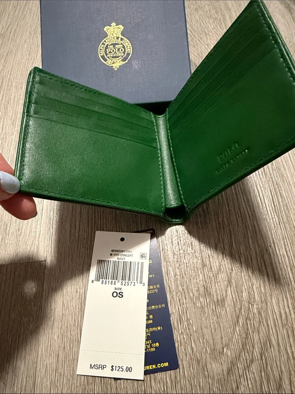 Polo by Ralph Lauren Navy Canvas wallet with Green Embroidered Polo Player